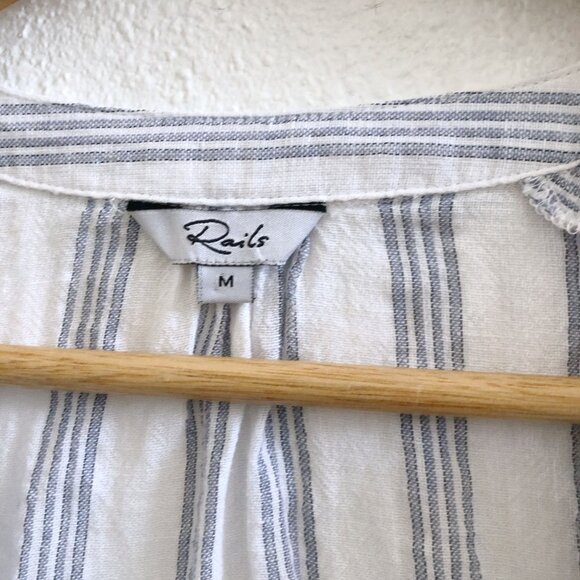 RAILS Marti Cayman Stripe V-Neck Blouse Size Medium - Picture 8 of 12